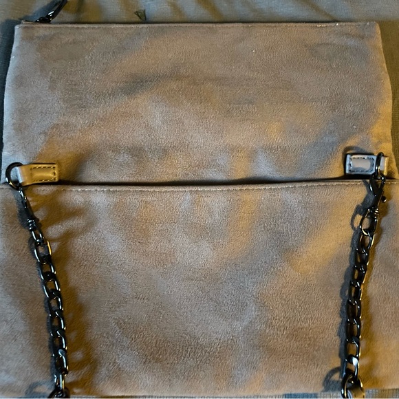 Neiman Marcus Convertible Clutch Tan Shoulder Bag Gold Foil Accent - Picture 4 of 10